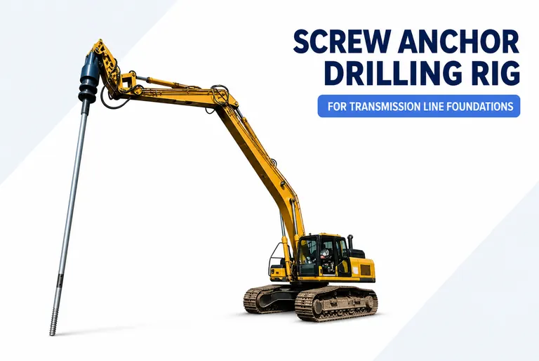 Screw anchor drilling rig for transmission line foundations
