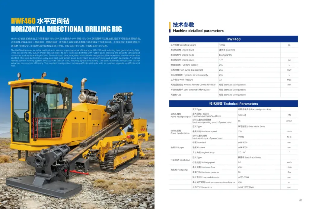 hwf460-horizontal-directional-drilling-rig-specifications